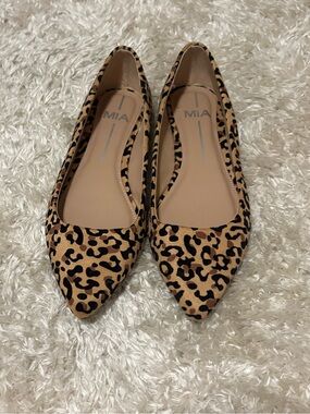 MIA Leopard Print Pointed Flats in Tan and Black NWOB sz 8.5